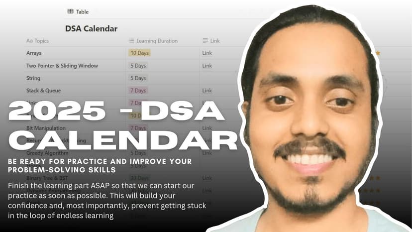 DSA Calendar - 2025 🔥 | Beginner Friendly | Minimized Learning | Maximized Practice