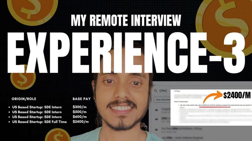 SDE Intern Interview Experience 🔥 | USA Remote JOB | 600USD/month 💰 | My Interview Experience 3
